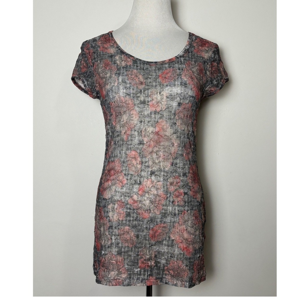 Mudd Womens Sheer Mesh Lace Top Large Y2K Slim Fairy Grunge Festival‎